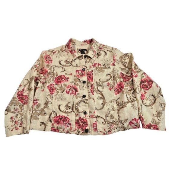 Carole Little Jackets & Blazers - Carole Little Linen Floral Lightweight Jacket SIZE-2X